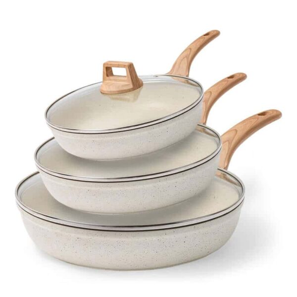 Boreine Set de 3 sartenes de aluminio – Beige